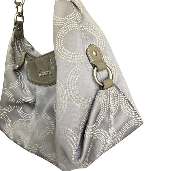 Coach Dotted Jacquard C Print Ashley Shoulder Bag Women's Gray White Modern - Picture 8 of 11